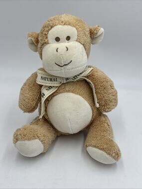 Toys R Us Natural Baby Monkey Plush Brown & Tan Organic Chinp Stuffed Toy 12"